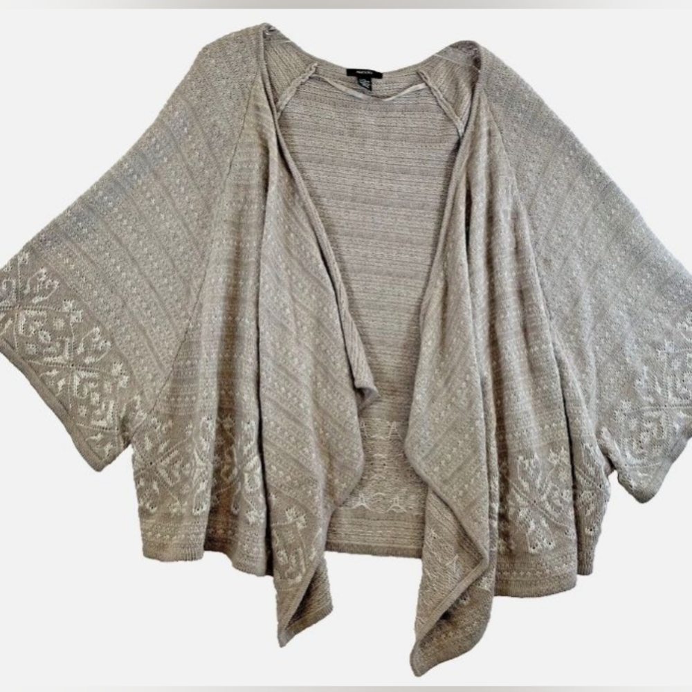 Alfani Elegant Beige Merino Wool Blend Women's Open Front Sweater Size XL